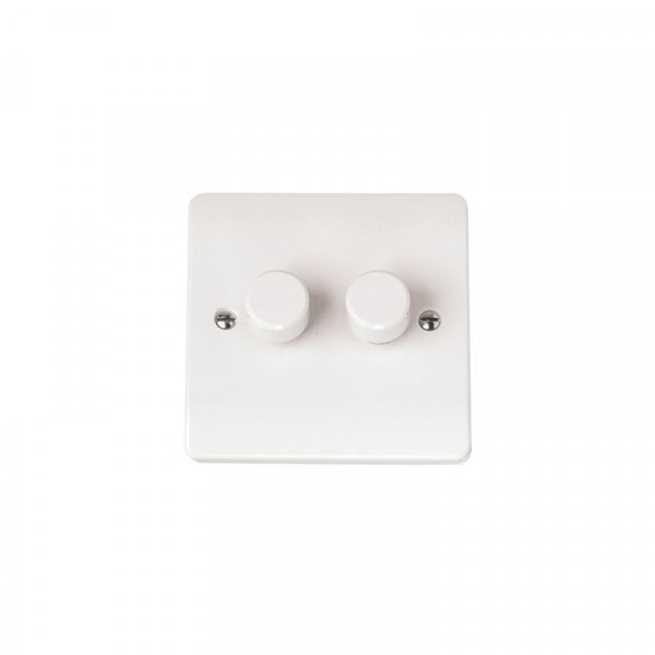 Click Mode 2 Gang 100W 2 Way Polar White Dimmer Switch