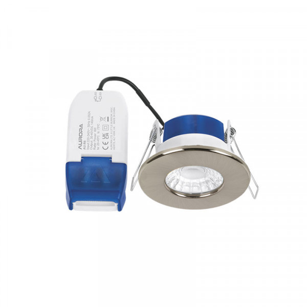 Aurora R6 Fixed 6W Fire Rated LED Downlight Satin Nickel 3000K