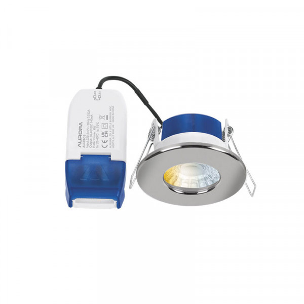 Aurora R6 Fixed 6W 3000-5700K Fire Rated LED Downlight Chrome