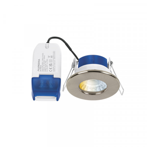 Aurora R6 Fixed 6W 3000-5700K Fire Rated LED Downlight Satin Nickel