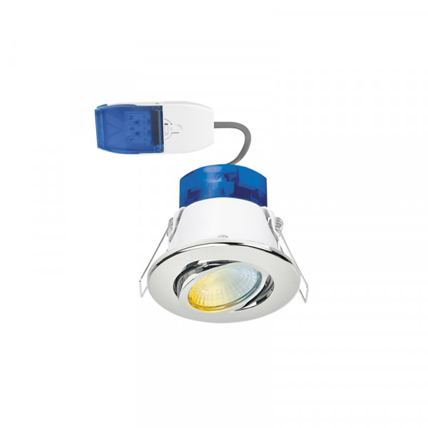 Aurora R6 Adjustable Fire Rated CCT & Wattage Switchable LED Downlight Polished Chrome