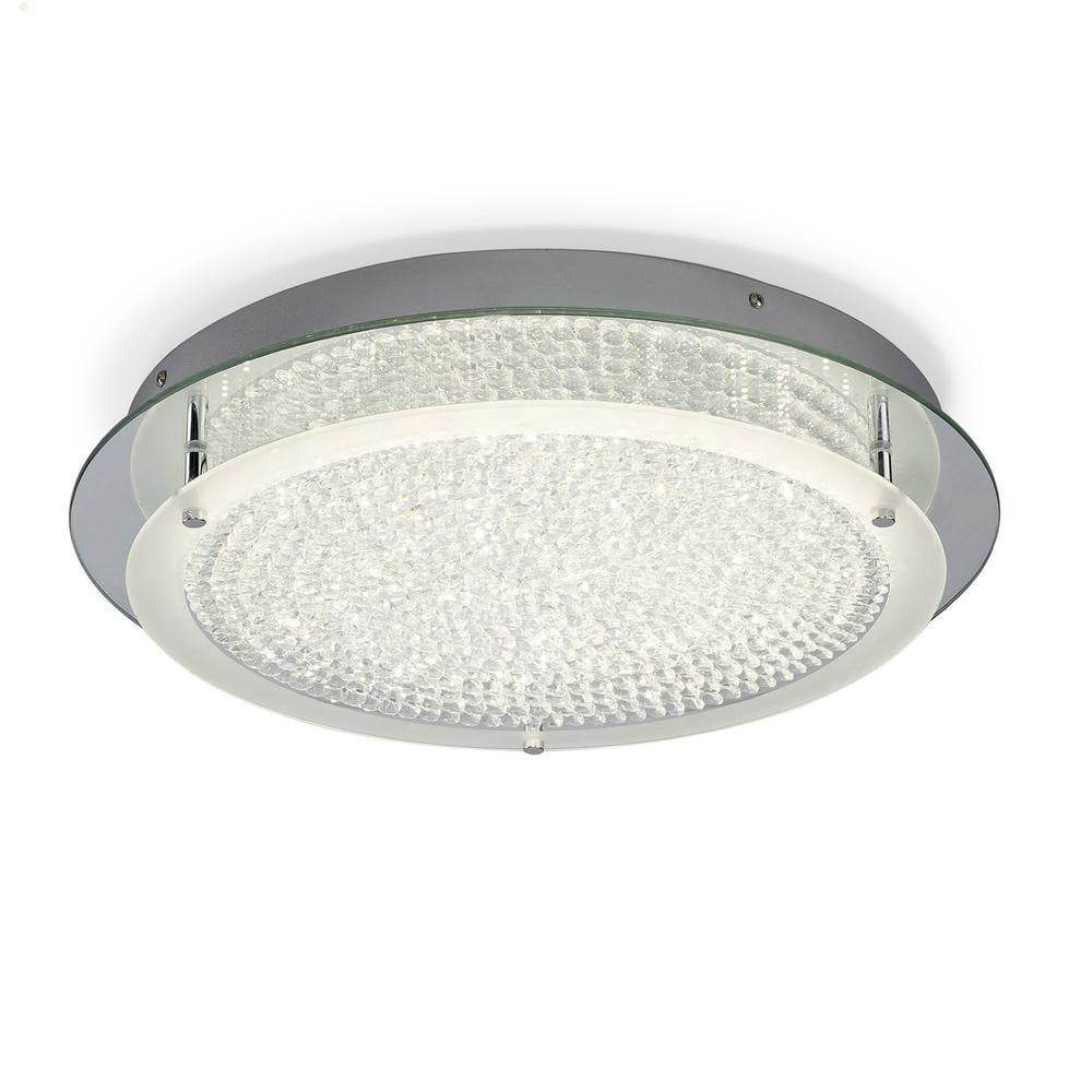 Cristal Flush Light 45cm Round 21W LED 4000K 2100lm Polished Chrome/Cristal Mantra