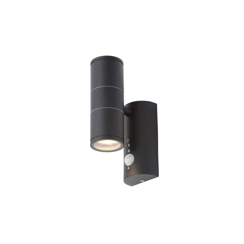 Up/Down Wall Light with PIR Black IP44 Forum Islay