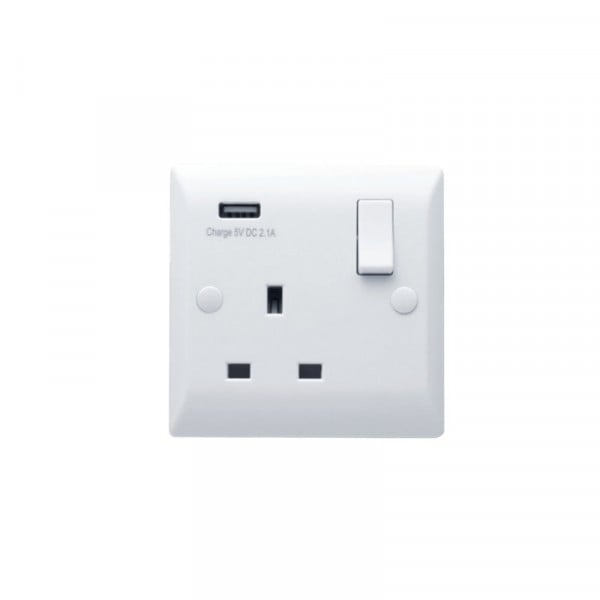Hamilton Vogue 1G 13A DP Switched Socket With USB Power Outlet