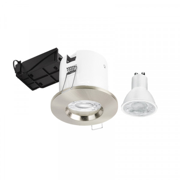 Aurora Fire Rated Downlights EFD Pro IP65 5W 3000K Satin Nickel Dimmable