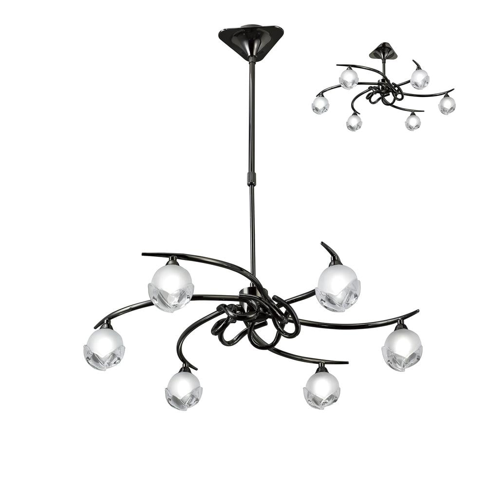 Fragma Telescopic Convertible To Semi Flush 6 Light G9 Black Chrome Mantra
