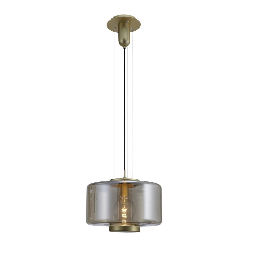 Jarras Pendant 40cm Round E27 (Max 40W) Matt Gold/Cognac Glass Mantra
