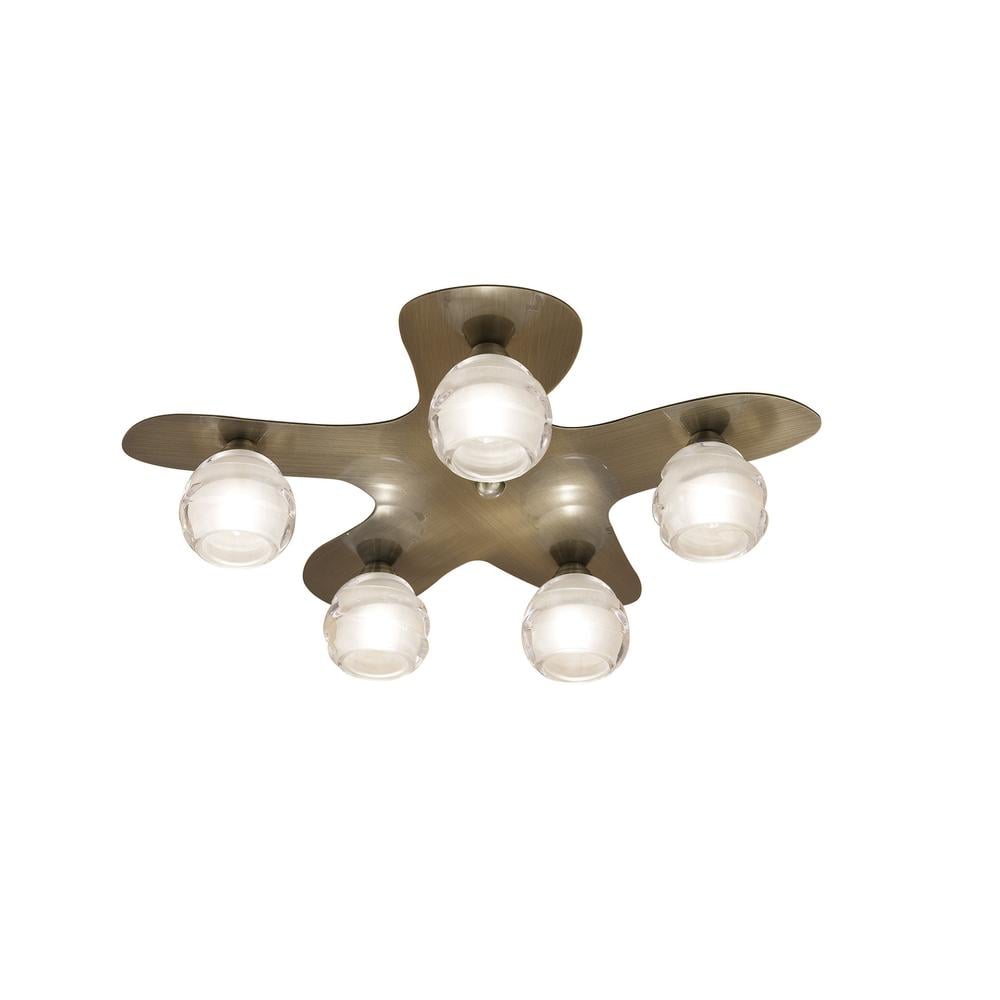 Loop Flush Ceiling 5 Light G9 ECO Antique Brass Mantra