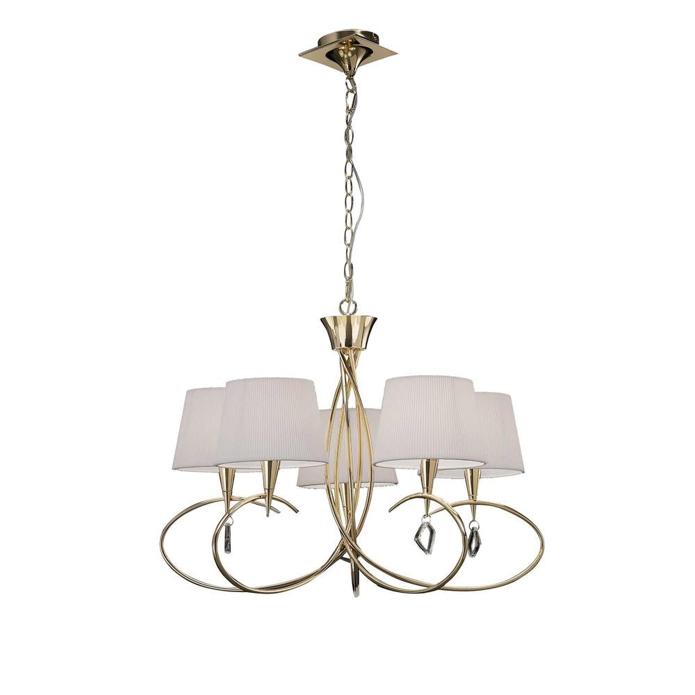 Mara Pendant 5 Light E14 French Gold With Ivory White Shades Mantra