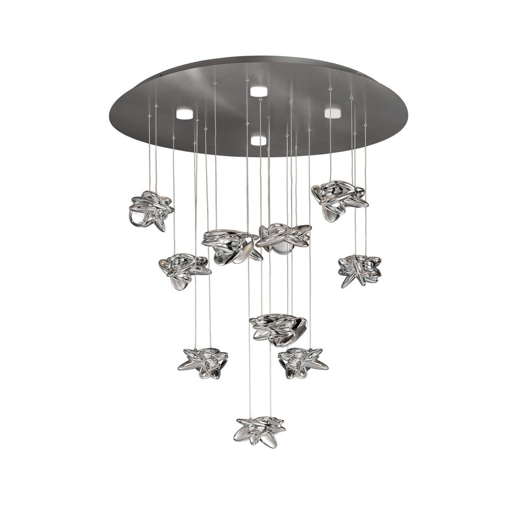 Nido Pendant 90cm Round 10 + 4 Lights 60W + 20W LED 3000K 6560lm Chrome Mantra