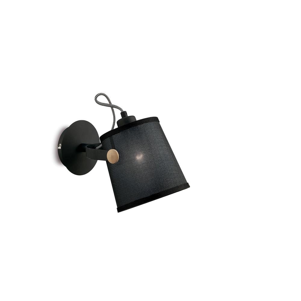 Nordica Wall Light With Black Shade 1 Light E27 Matt Black/Beech With Black Shade Mantra