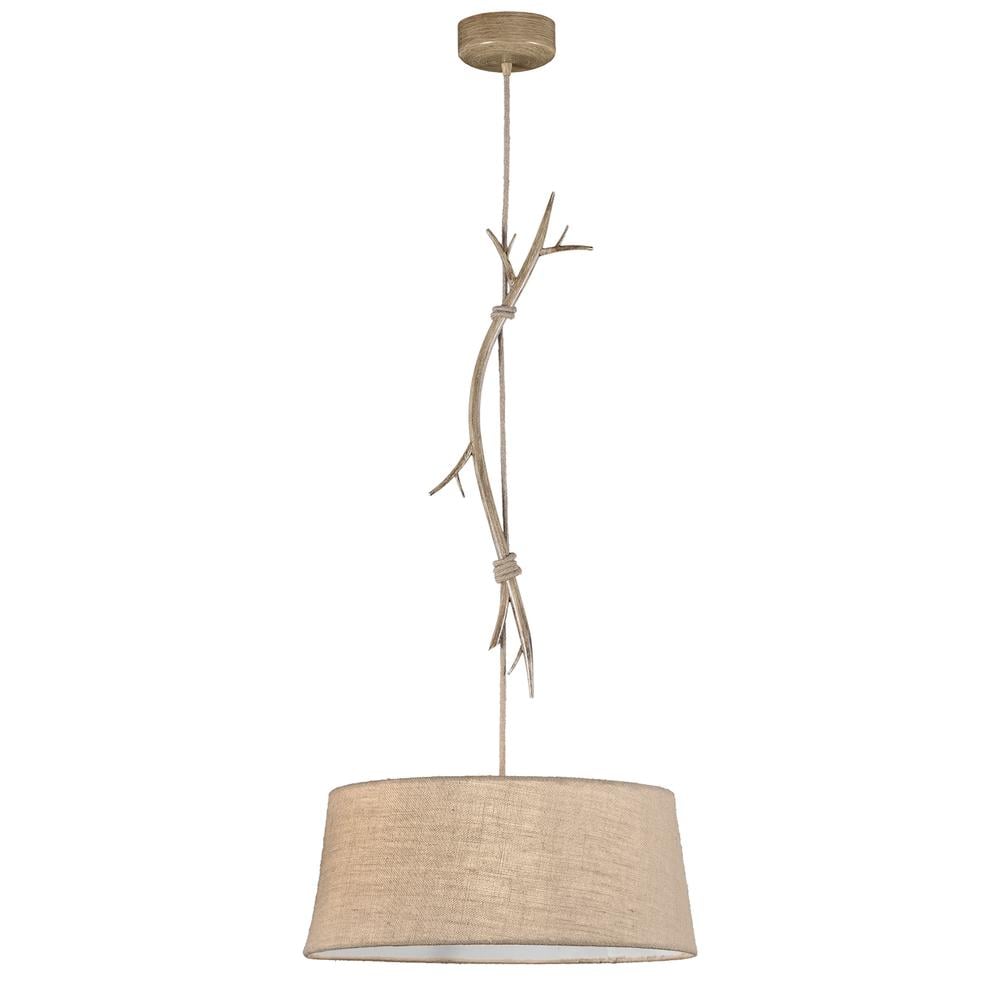 Photos - Chandelier / Lamp Sabina Pendant 60cm Round E27 Imitation Wood Linen Shade Mantra M6178(Max 40W)