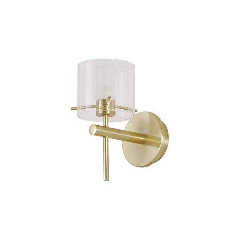Clear Cylinder Wall Light Satin Brass G9 IP44 Forum Gene
