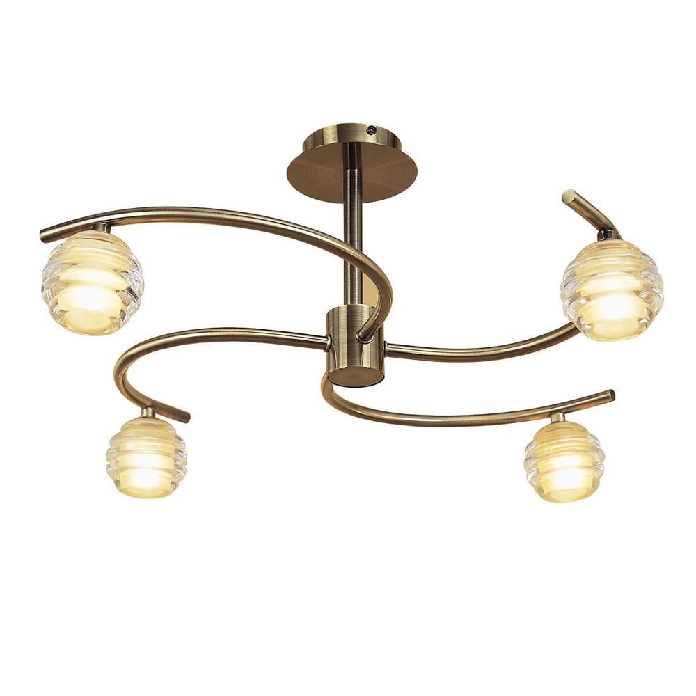 Sphere Semi Flush 4 Light G9 Antique Brass Mantra
