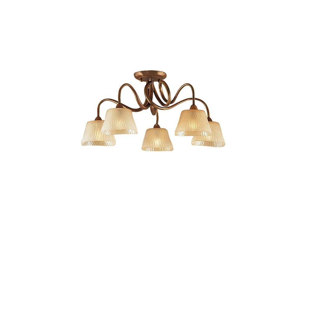 (0039 002) Tentacle Ceiling 5 Light E14 Rustic Gold Mantra