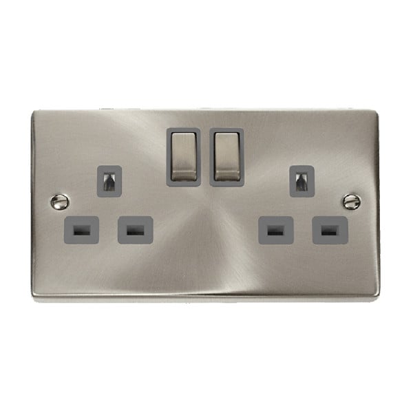 Click Deco 2 Gang 13A DP 'Ingot' Switched Socket Outlet (Twin Earth)