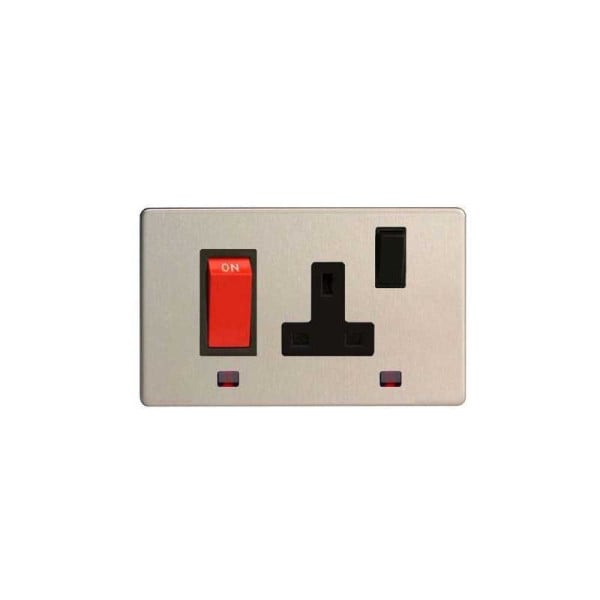 Multiple Socket Plug Plus Cooker Switch Screwfix Chrome Cooker 45A Cooker Switch Socket With 13A Sockets ...