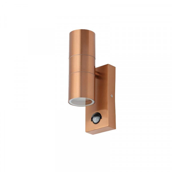 Forum Zinc Leto Up/Down Wall Light with PIR Copper