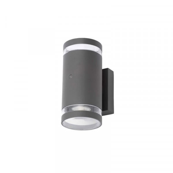 Forum Zinc Lens Photocell Up and Down GU10 Wall Light Anthracite