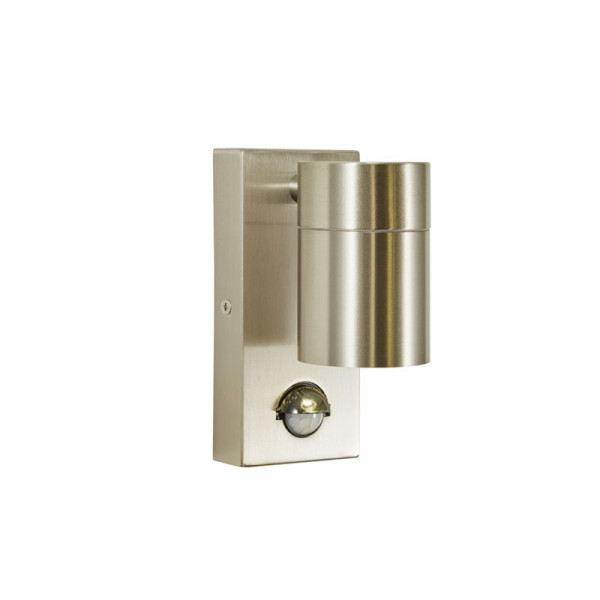 Forum Leto Fixed GU10 Wall Light with PIR Stainless Steel IP44
