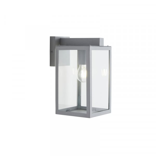 Glass Panel Box Wall Lantern E27 Silver Forum Hestia IP44