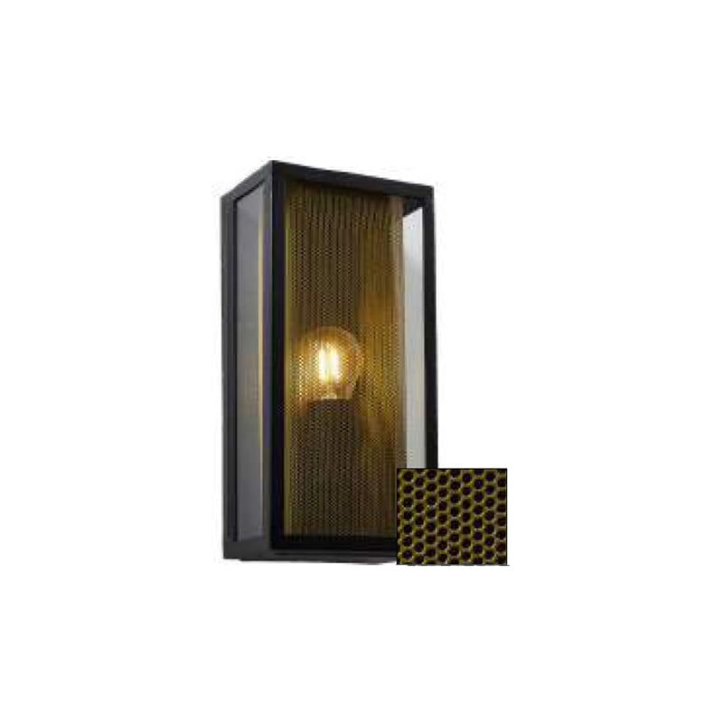 Cube Minerva Box Lantern Black with Brass Mesh Forum Lighting